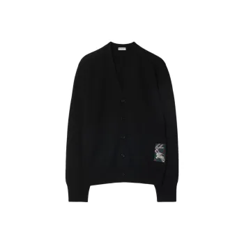 Burberry Logo Patch V Neck Knitted Cardigan