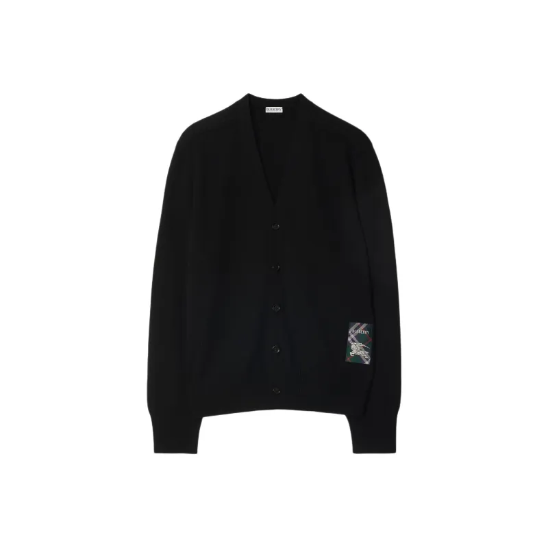 Burberry Logo Patch V Neck Knitted Cardigan-0
