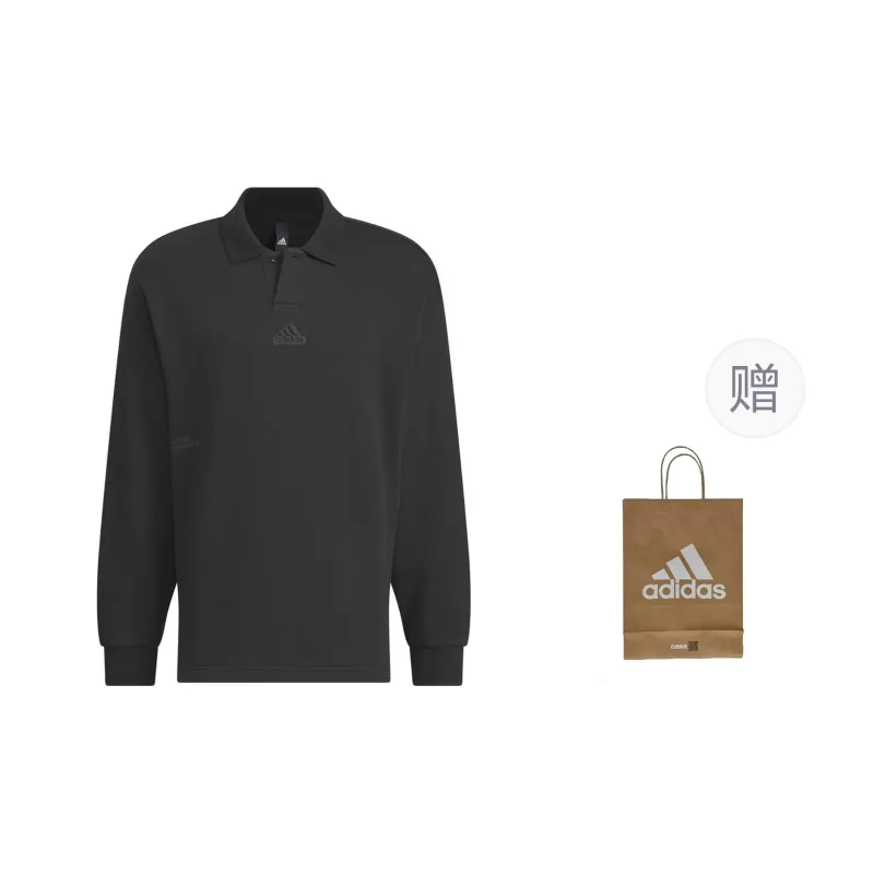 Adidas Polo Shirts Men Black+Shopping Bag-0