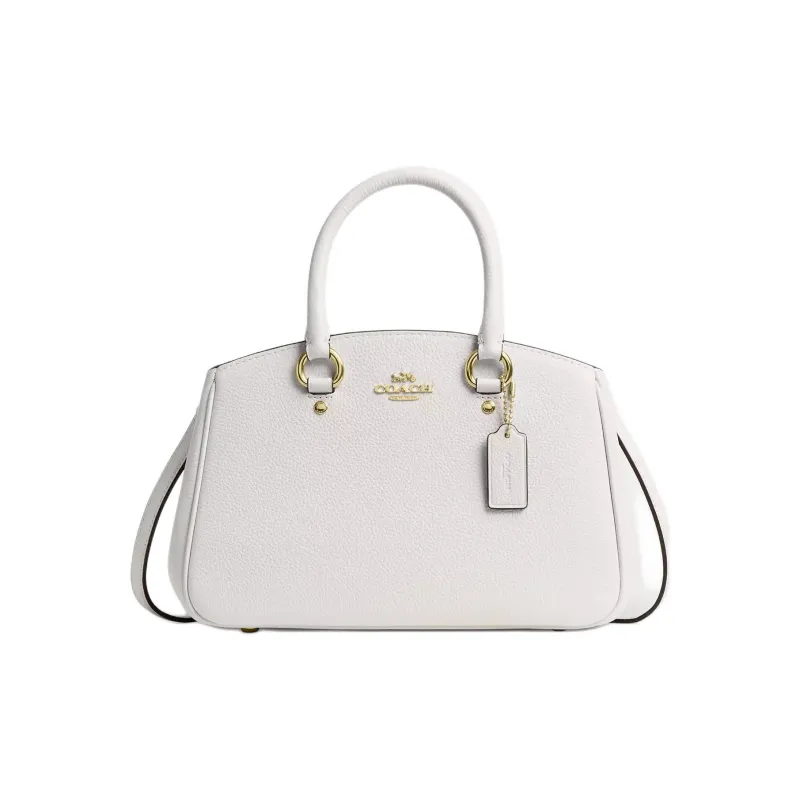 COACH Pebbled Leather Tote Bag, Shopping Bag, Shoulder Bag, Handbag Small Size Women's White-0