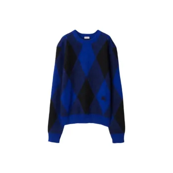 Burberry Argyle Wool Sweater Knitwear Men's Blue