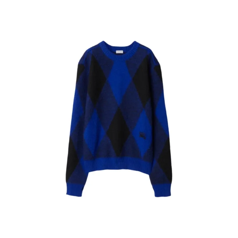 Burberry Argyle Wool Sweater Knitwear Men's Blue-0