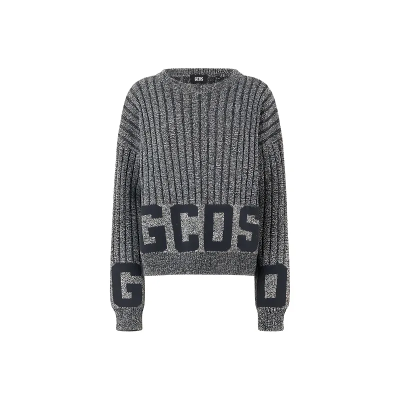 GCDS Logo Intarsia-Knit Crewneck Jumper-0