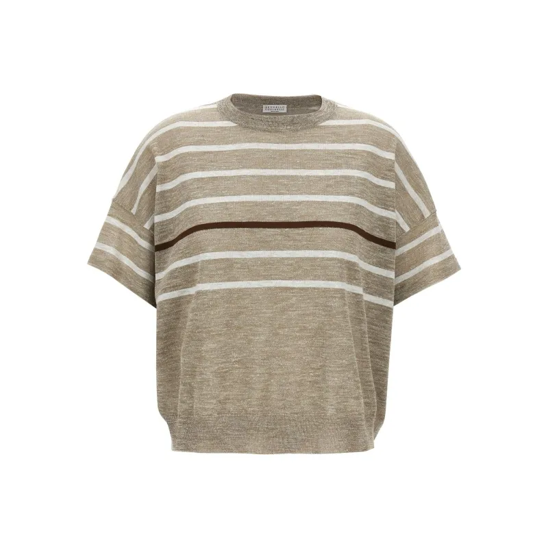 Brunello Cucinelli Lurex Striped Jumper-0
