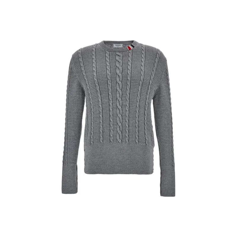 THOM BROWNE RWB Striped Cable Knitted Crewneck Jumper-0