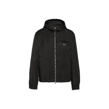 PRADA Logo Plaque Zip Up Jacket