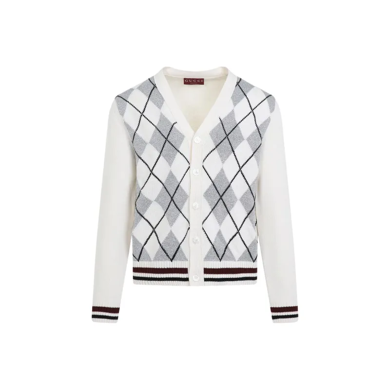 GUCCI Argyle Intarsia Knit Cardigan-0