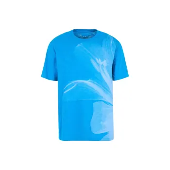 ARMANI EXCHANGE Letter Pattern Print Crew Neck Short Sleeved T Shirt Men's Blue