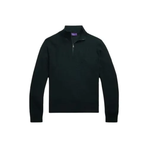 Ralph Lauren Purple Label Textured Silk Cotton Quarter Zip Sweater Men's Green