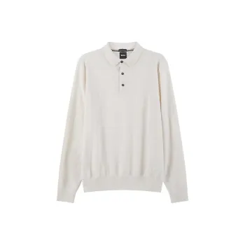 HUGO BOSS Logo embroidered Virgin Wool Polo Shirt
