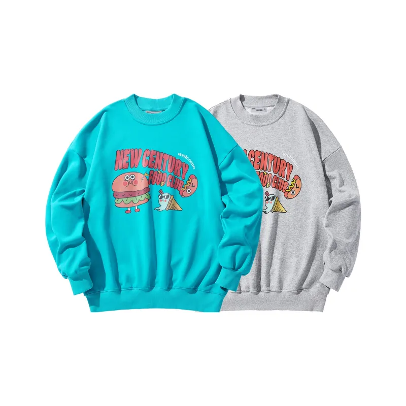 GUKUUL Fun Cartoon Letter Print Loose Fit Crew Neck Pullover Long Sleeved Sweatshirt Unisex-5