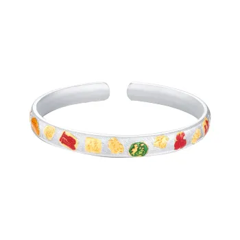 SHUIBEI 999 Fine Silver Enamel Bangles Unisex