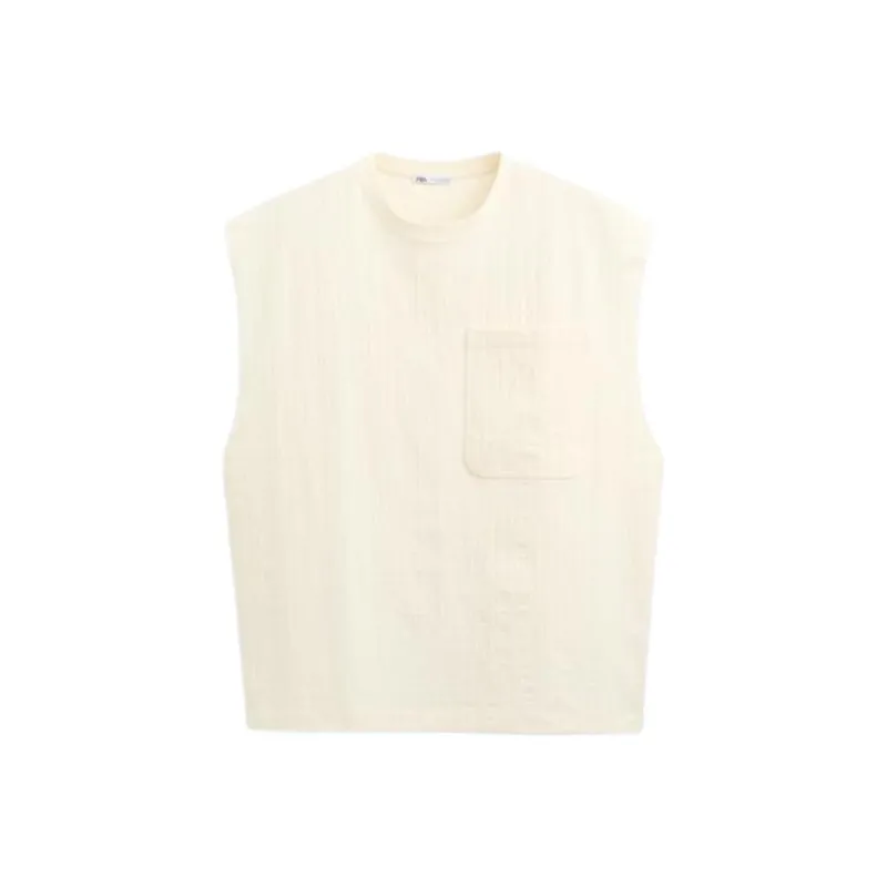 ZARA Tank Tops Men's Gray White-0