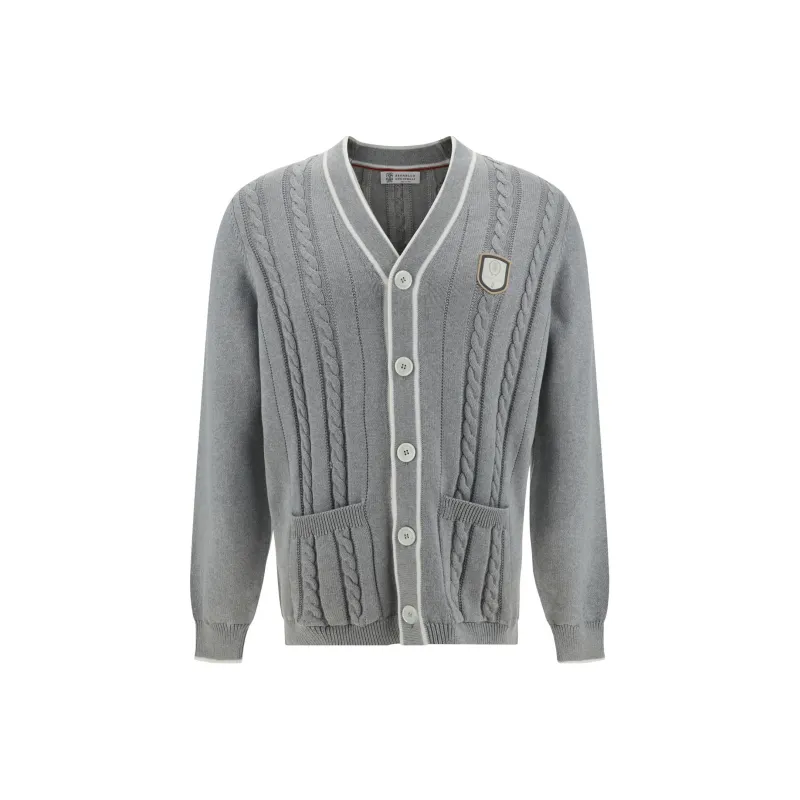 Brunello Cucinelli Logo Patch Knitted Cardigan-0