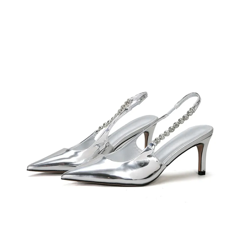 MABEL&CO Slim Heel High Heels 7cm Women's Silver-6