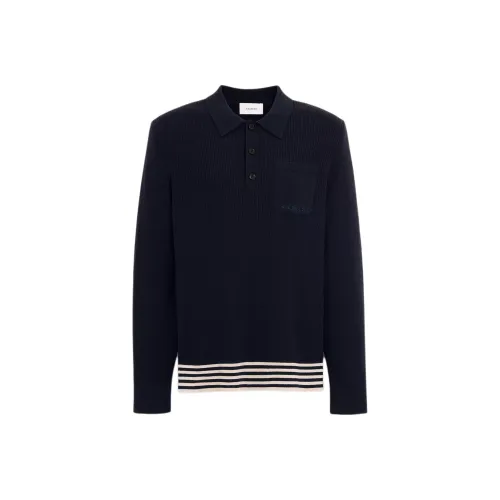COACH Long Sleeve Knit Polo Shirt Men's Marine Blue