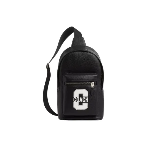 COACH West Calfskin Sling Bag, Fanny Pack Small Size Men's Black