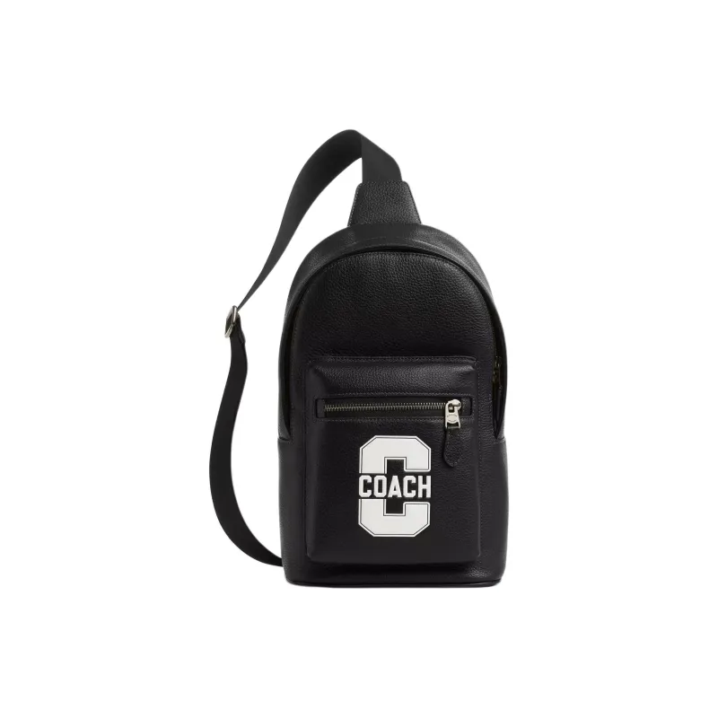 COACH West Calfskin Sling Bag, Fanny Pack Trumpets Men's Black-0
