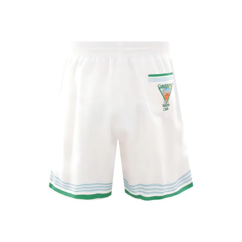 CASABLANCA Metaphysical Tennis Icon Silk Shorts-1