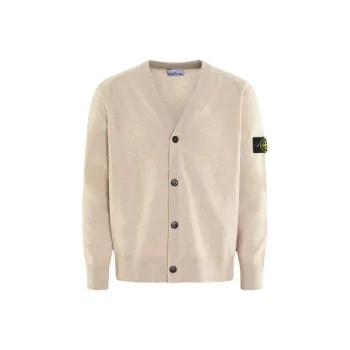 STONE ISLAND Compass Patch V Neck Knitted Cardigan