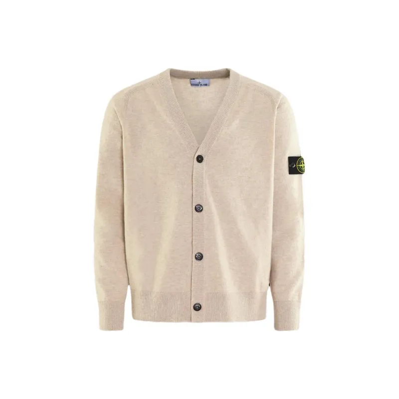 STONE ISLAND Compass Patch V-Neck Knitted Cardigan-0