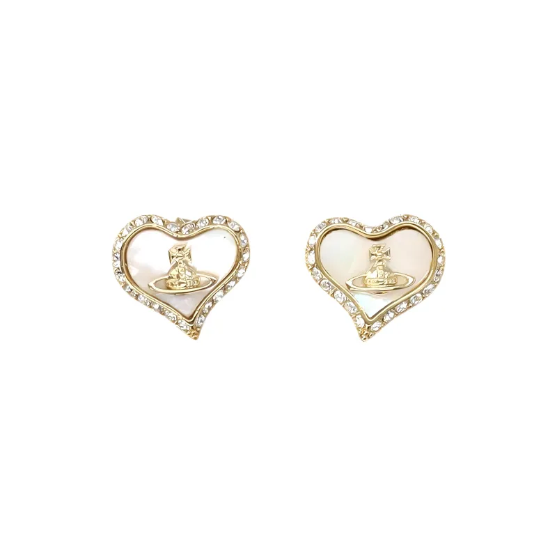 Vivienne Westwood Orb Heart Shaped Embellished Earrings-0