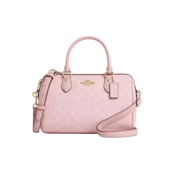 COACH Rowan Coated Canvas One Shoulder Handbag Medium Size Women's Pink
