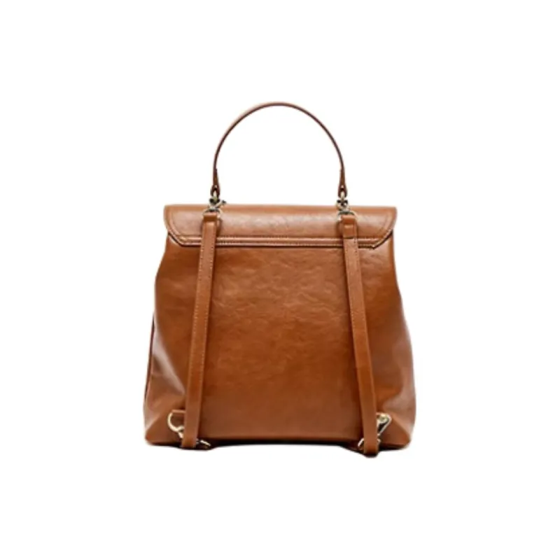 Three Blessings PU Backpack Medium Size Women's Brown-2