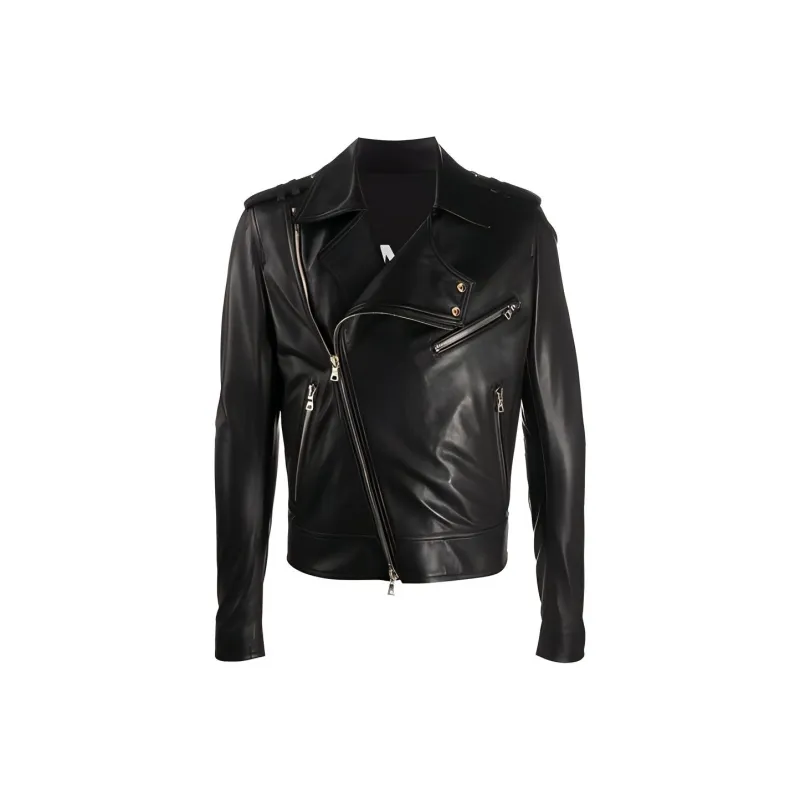 BALMAIN Leather Biker Jacket-0