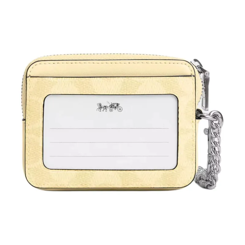 COACH Coated Canvas Card Holder Women's Yellow-1