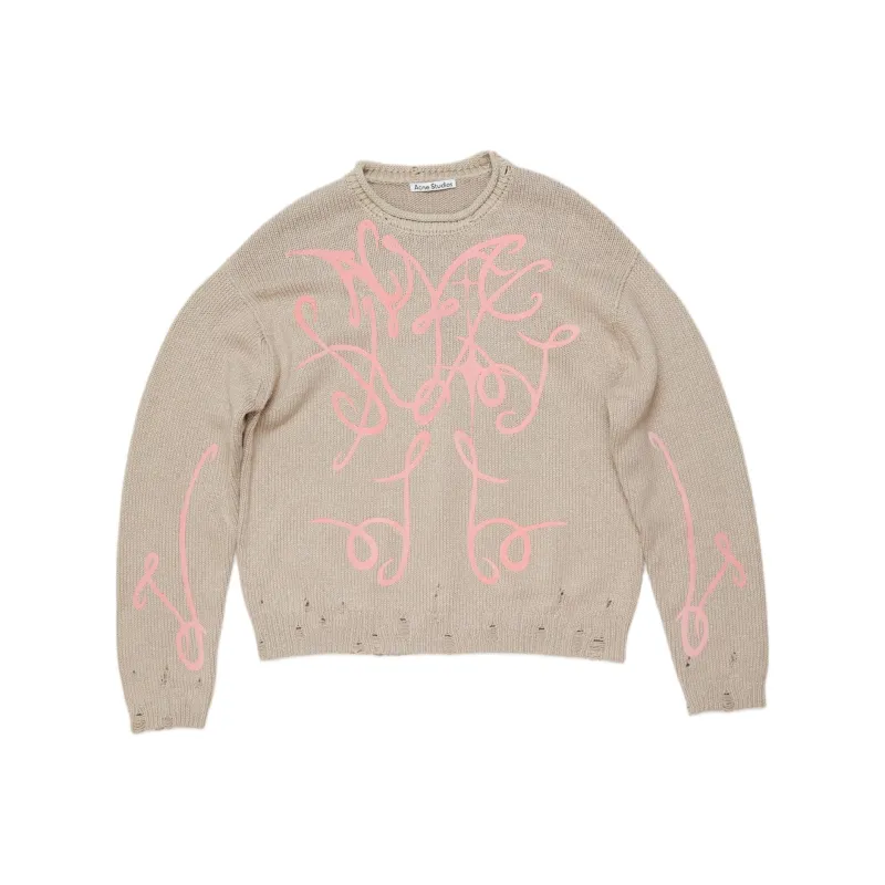 Acne Studios Graphic Printed Distressed Jumper-0
