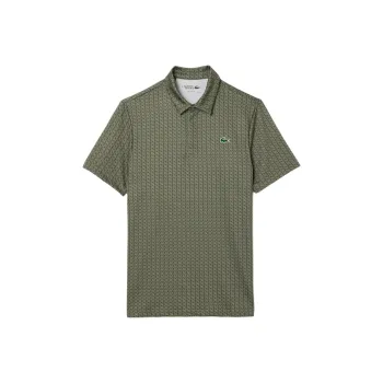 LACOSTE Polo Shirt Men's Khaki Green/Marine Blue