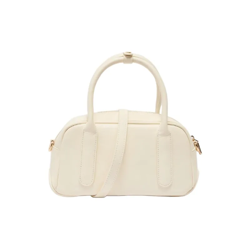 Three Blessings PU Boston Bag, Shoulder Bag, Handbag Medium Size Women's Khaki-2