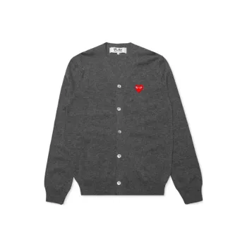 Comme Des Garcons Play Red Heart Knit Cardigan Sweater