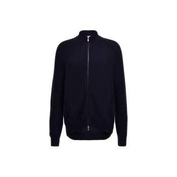 Brunello Cucinelli High Neck Zip-Up Knitted Cardigan