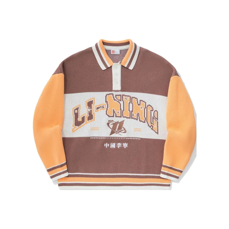 LiNing Knitwear Unisex Mud Gray Brown Papaya Orange Ecru-0