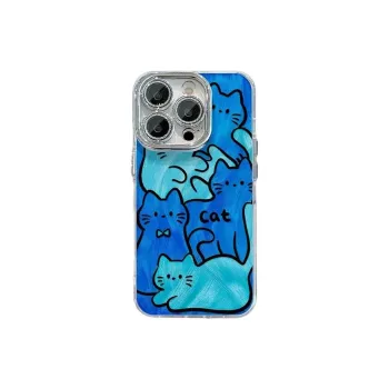Wei Xin Acrylic Material Camlet Blue Kitten Phone Cases Compatible With IPhone 16/15 Pro Max/Apple 13/14 Pro/Max