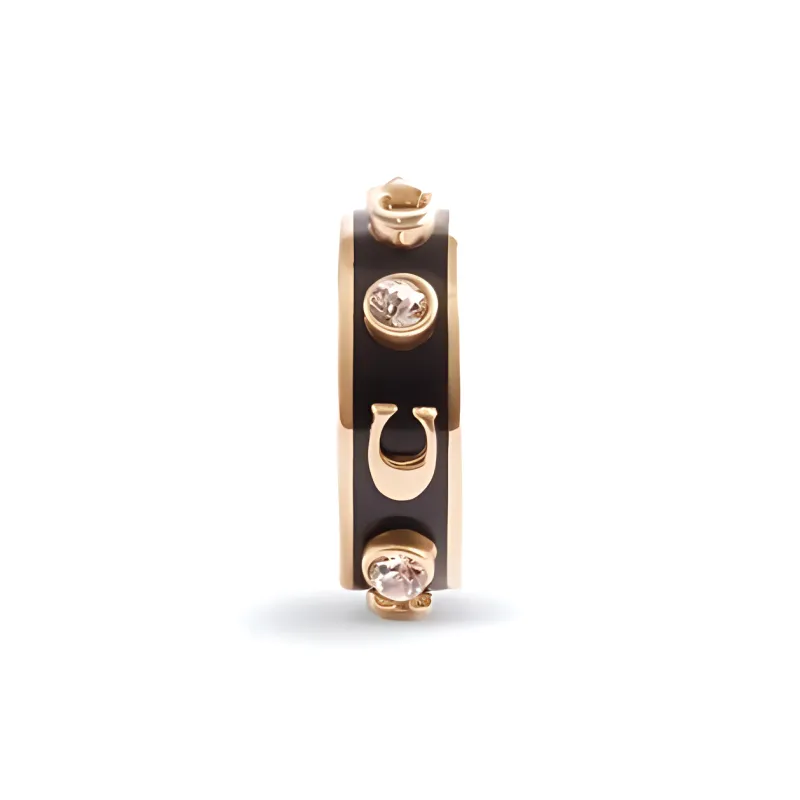 COACH Brass, Enamel, Glass, Cubic Zircon Clip On Earrings Women's Gold-1