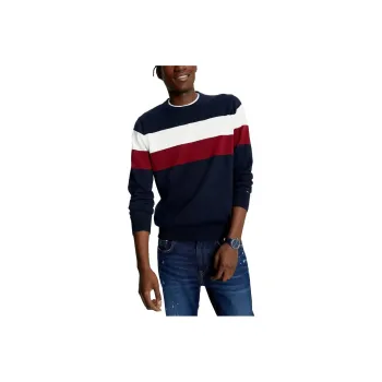 Tommy Hilfiger Stripe Crewneck Sweate Sweater Men's Navy