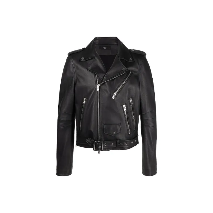 AMIRI Perfecto Leather Jacket With Paint Embroidery-0