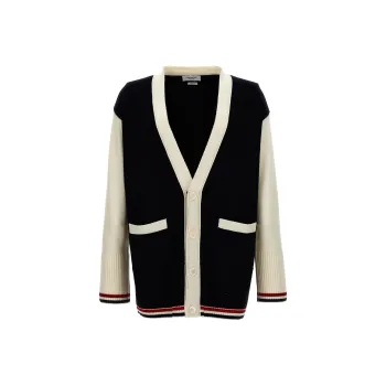 THOM BROWNE Colourblock Virgin wool Cardigan