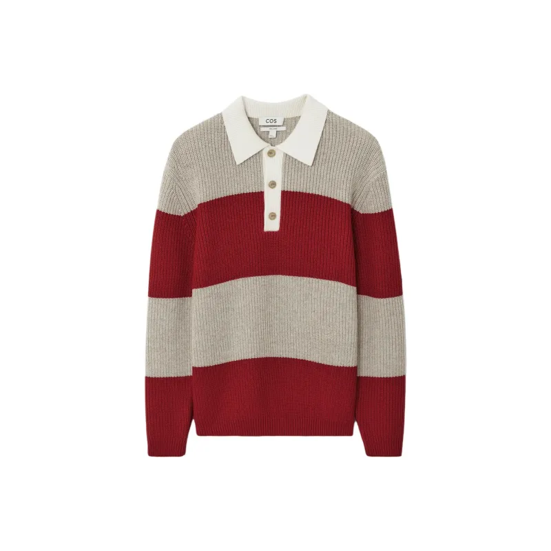 COS Knitwear Men's Beige/Red Stripes-0
