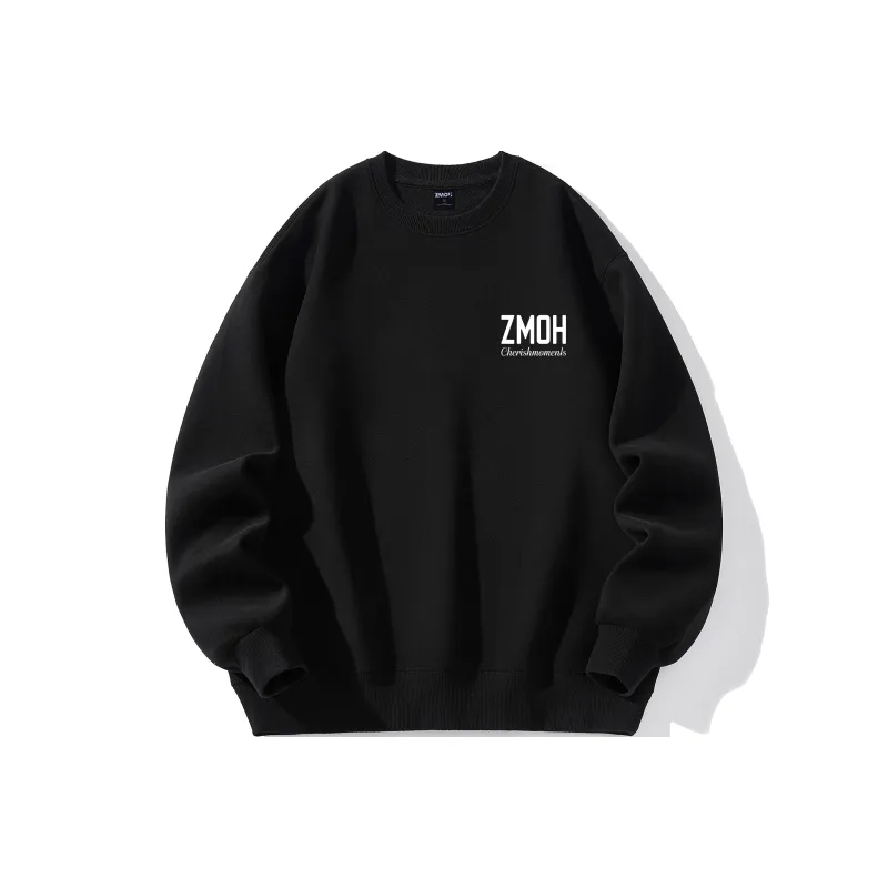 ZMOH Fleece Lined Crew Neck Sweatshirt Unisex Couple's-0