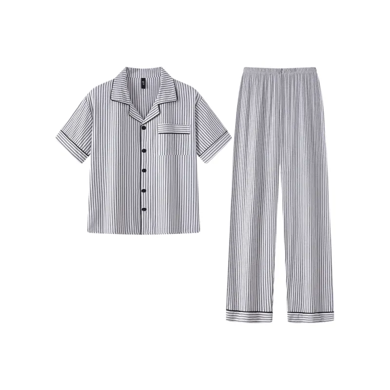 Gongdie Pajama Set Men's Stripes-0