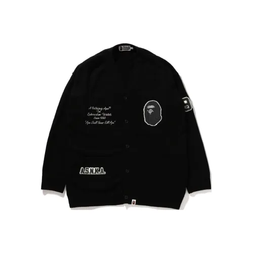 A BATHING APE Logo Patch Knitted Buttoned Cardigan