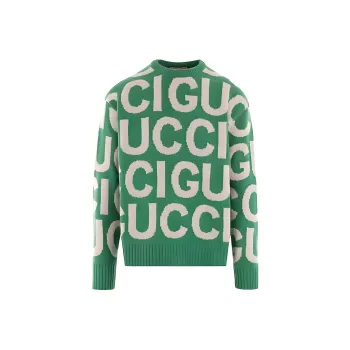 GUCCI All Over Logo Intarsia Knit Sweater