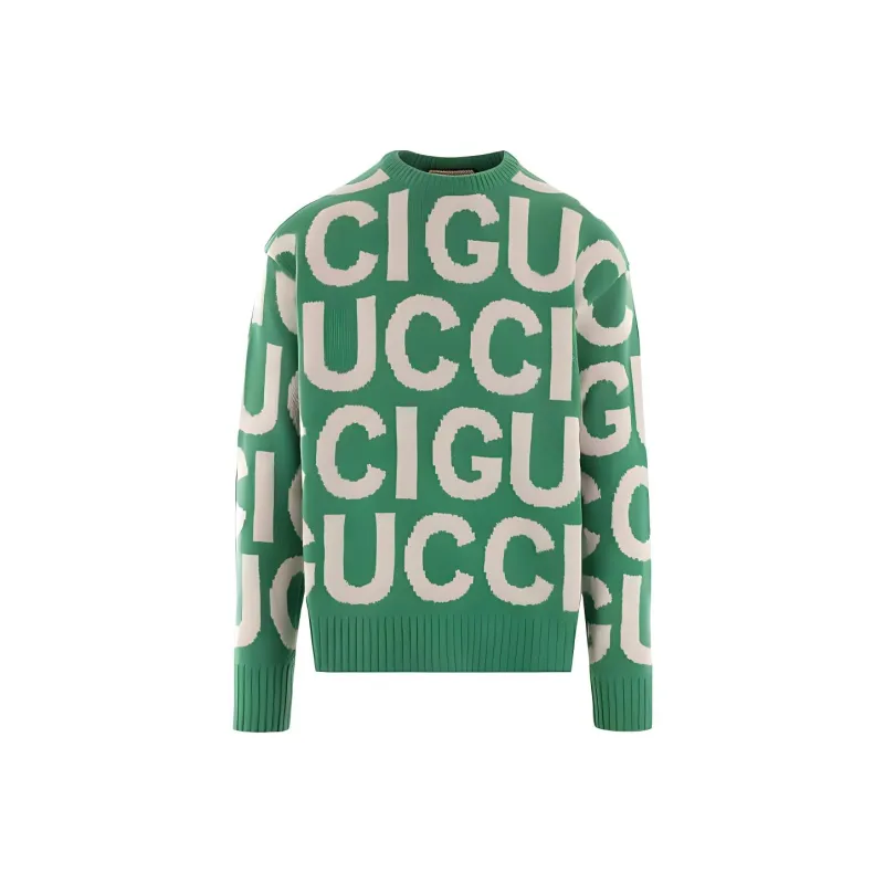 GUCCI All Over Logo Intarsia Knit Sweater-0