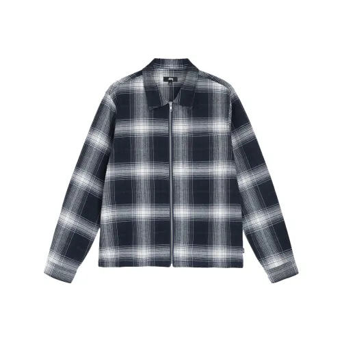 Stussy Shadow Plaid Zip Long Sleeve Shirt