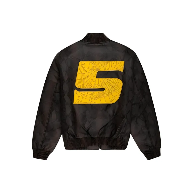 Sp5der Snake Leather Varsity Bomber Jacket-1