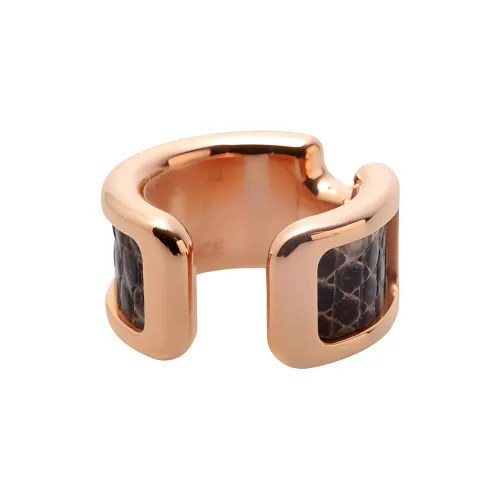 HERMES Lizard Skin Rose Gold-Plated Metal Clip-On Earrings Women's Rose Gold